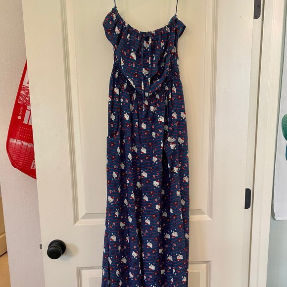Forever 21 Pants - RED WHITE & BLUE HELLO KITTY WIDE LEGGED STRAPLESS JUMPER! ONLY WORN ONCE!❤️💙🤍